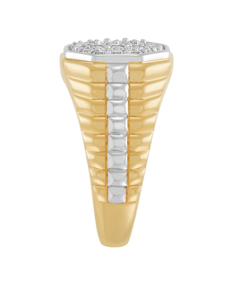Lab Grown Diamond Cluster Ring (1 ct. t.w.) in 14k Yellow Gold Plated Sterling Silver with Rhodium
