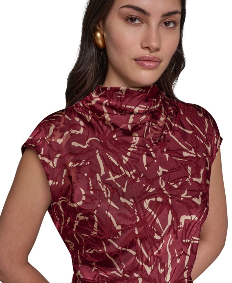 Women's Cowl Neck Burnout Midi Dress