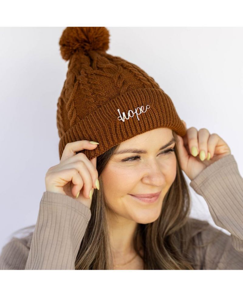 Women's Cable Knit Pom-Pom Beanie
