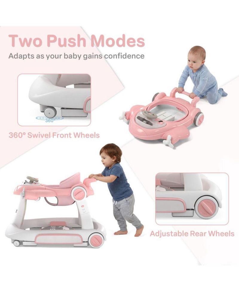 Convertible Baby Activity Walker with Adjustable Height, Foldable Design and Interactive Play Features