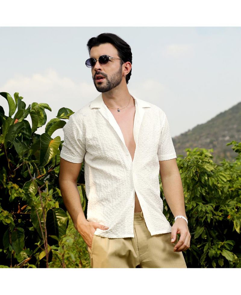 Men's Chalk White Micro Creased Shirt