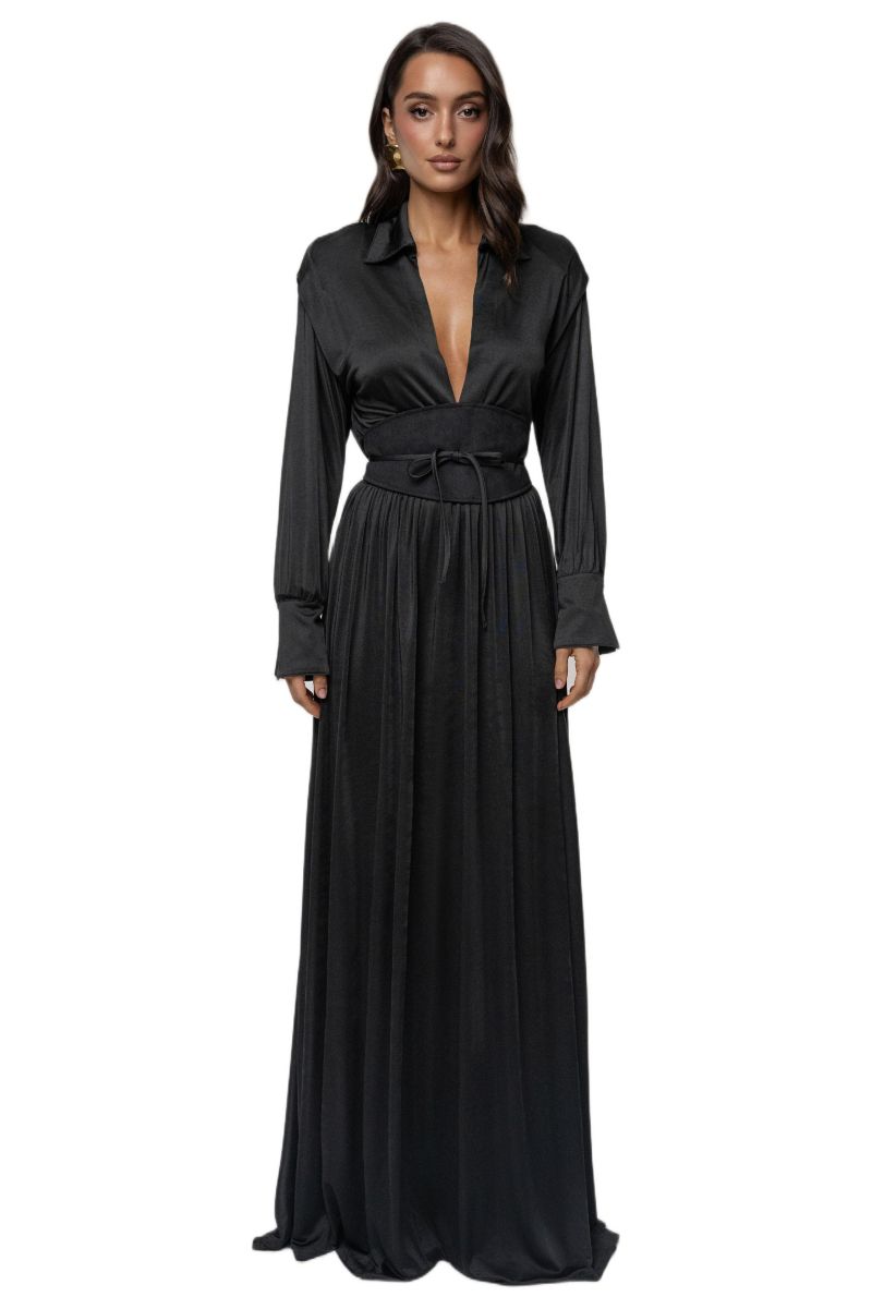 Women's High Line Collar Maxi Dress