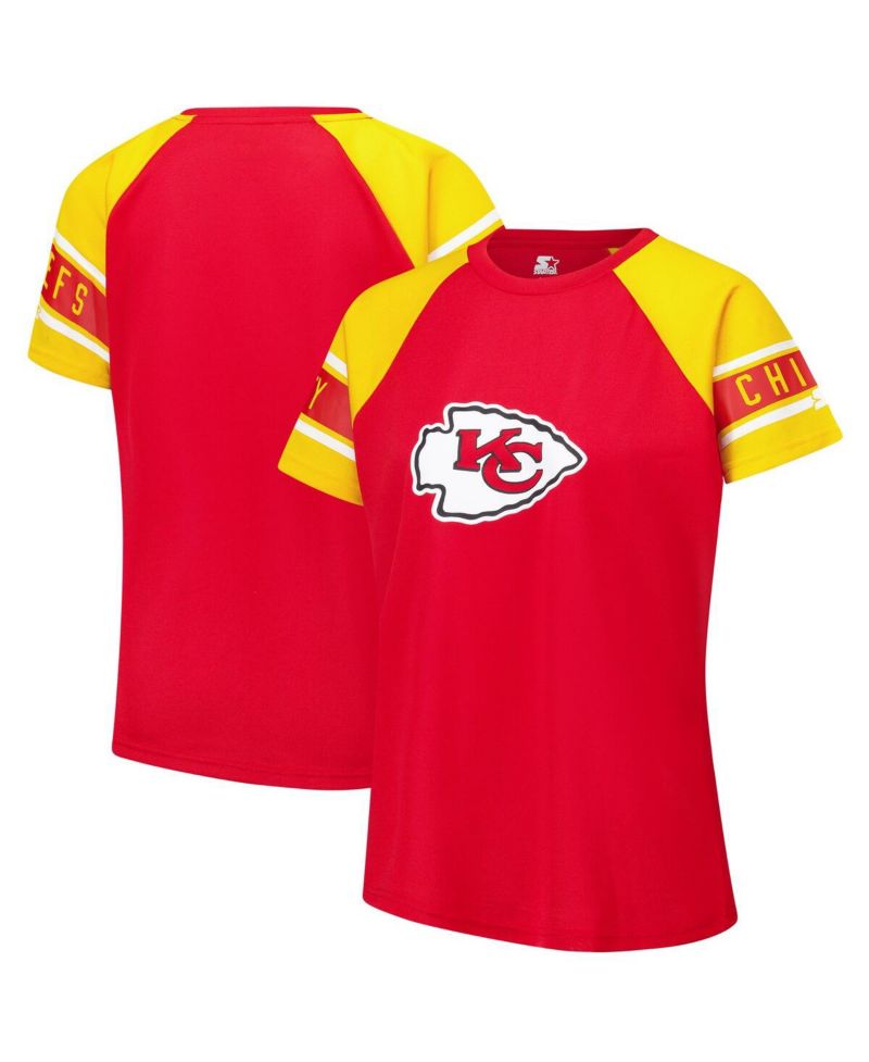 Women's Red Kansas City Chiefs 1st Rounder Color Block Raglan Top