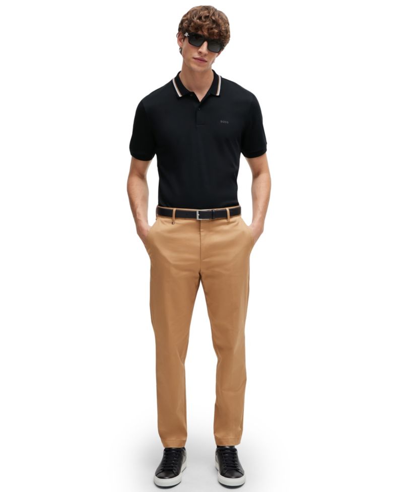 Men's Cotton Slim-Fit Striped Collar Polo Shirt