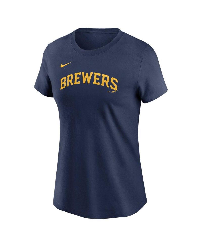 Women's Christian Yelich Navy Milwaukee Brewers Fuse Name & Number T-Shirt