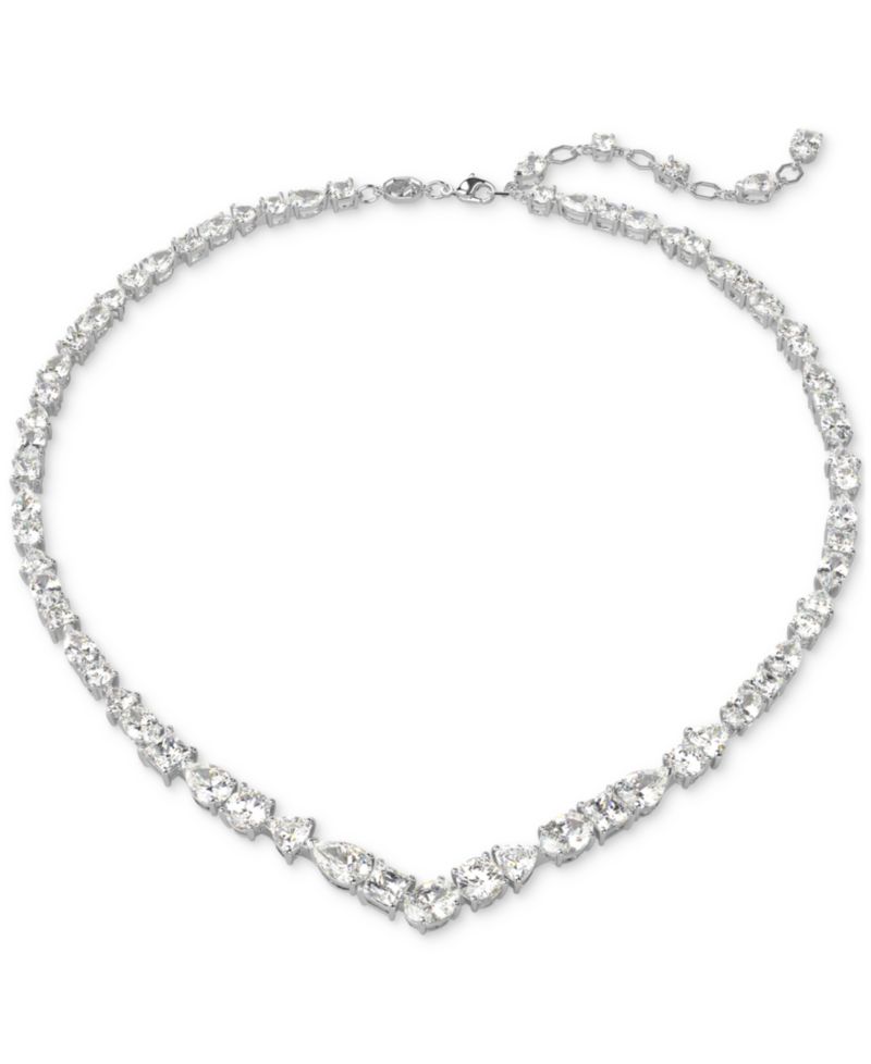 Silver-Tone 2-Pc. Set Mesmera Crystal Drop Earrings & Necklace, 15" + 2" extender