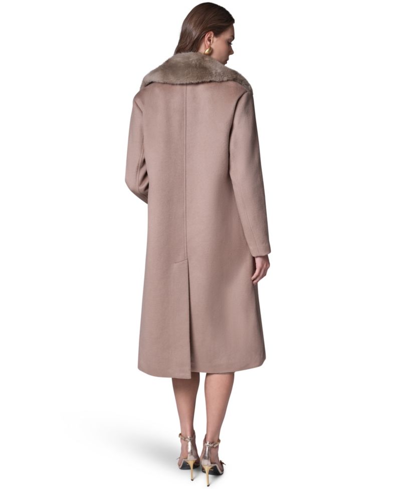 Women's Wool-Blend Faux-Fur-Collar Coat