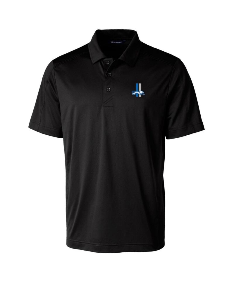 Men's Black Detroit Lions Throwback Logo Prospect Textured Stretch Polo