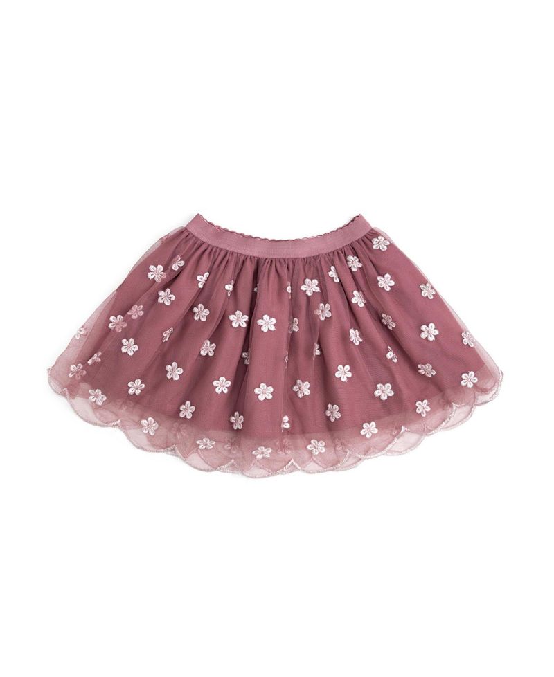 Big Girls Berry Floral Embroidered Tutu Skirt