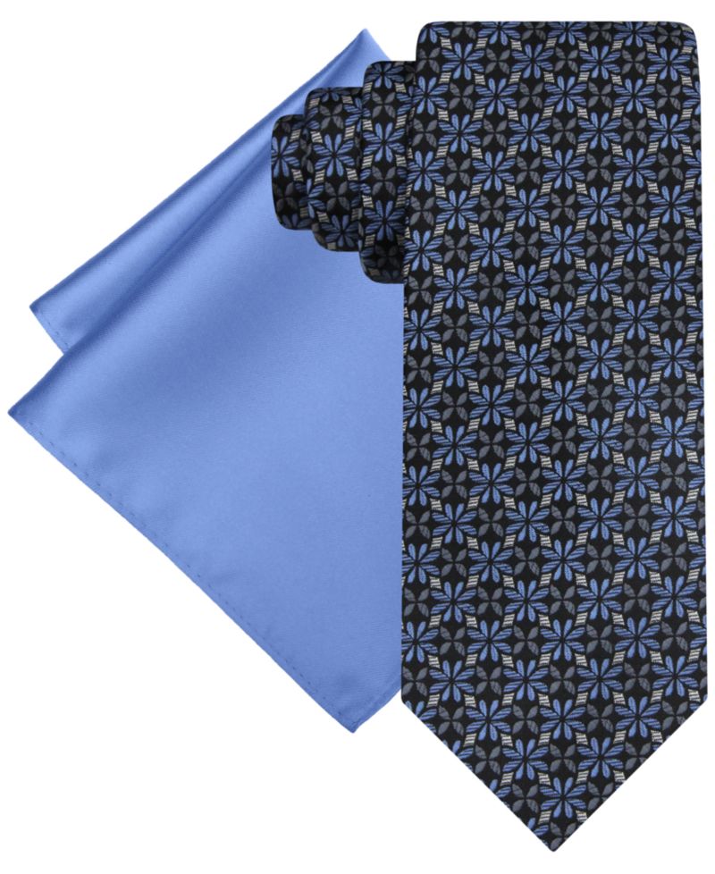 Men's Medallion Tie & Solid Pocket Square Set
