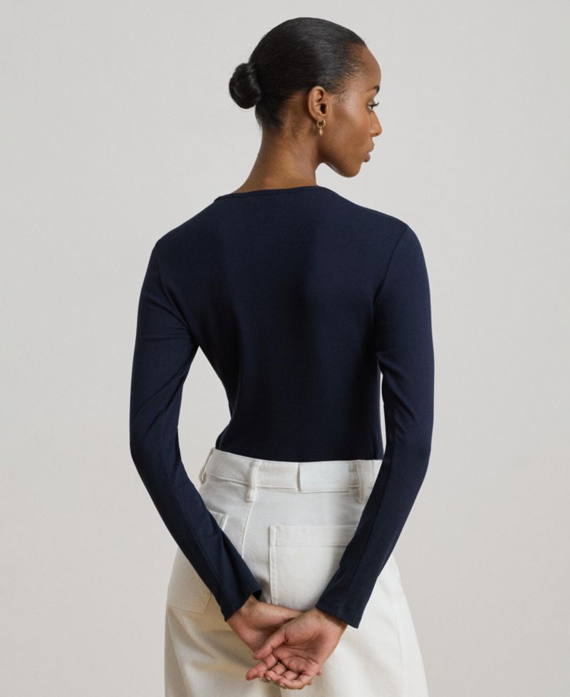 Cotton-Blend Long-Sleeve Top