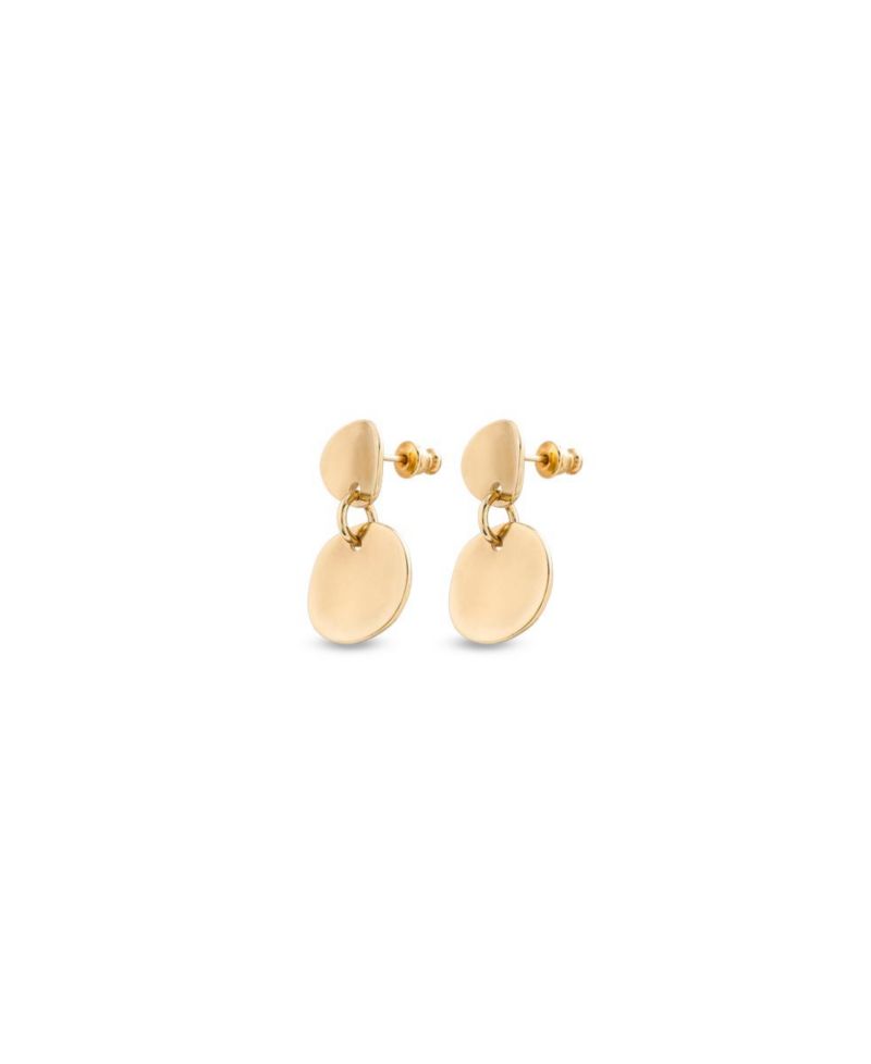 Metal Clad Two Uneven Round Earrings