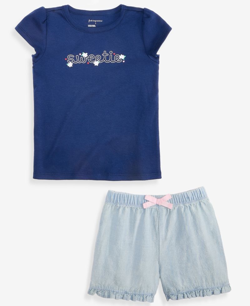 Baby Girls' 3M-24M Mix and Match Ruffled Chambray Shorts