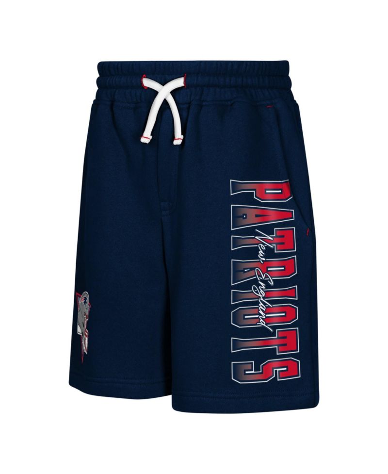 Big Boys and Girls Navy New England Patriots Audible Fleece Shorts