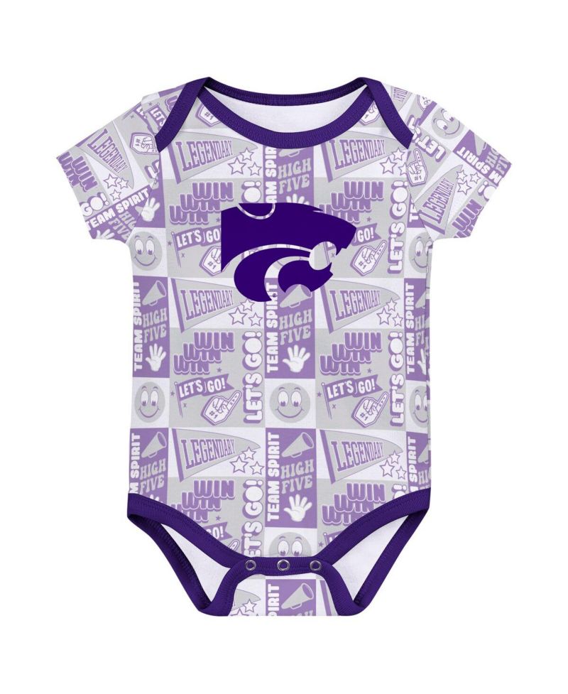Newborn 3-Pack Purple Kansas State Wildcats Sunday Comics Bodysuit Set