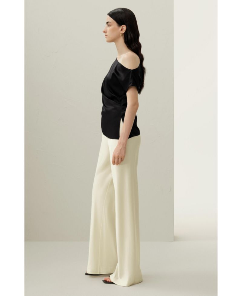 Women's Stretch Charmeuse Asymmetric Top