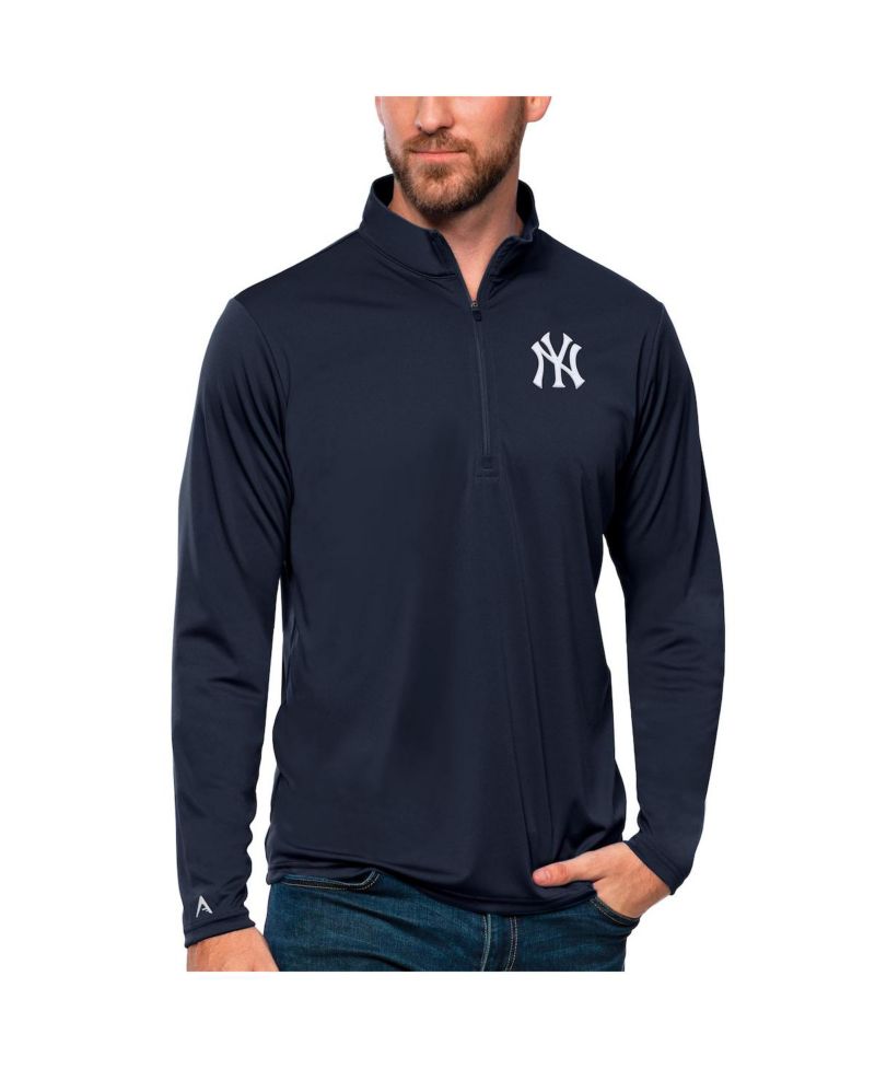 Men's Navy New York Yankees Tribute Quarter-Zip Pullover Top