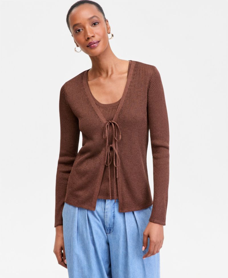 I.N.C. International Conccepts Women's Double-Tie Cardigan Sweater