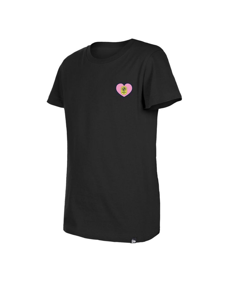 Big Girls Black Nashville SC Bubble Heart T-Shirt