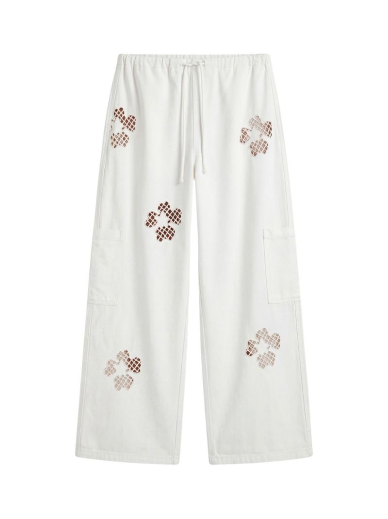 Women's Floral Cutwork Cargo Pants Co-ord