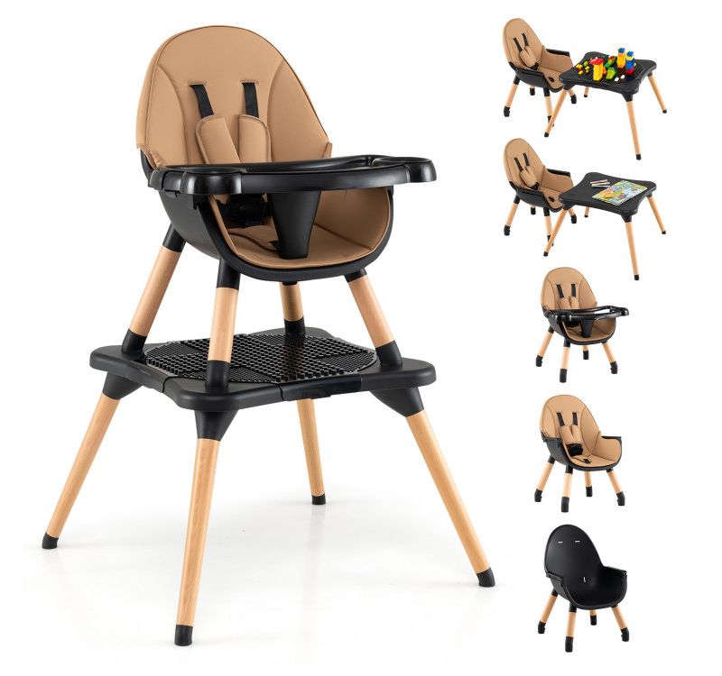 Convertible 6-in-1 High Chair for Babies and Toddlers with Adjustable Seat