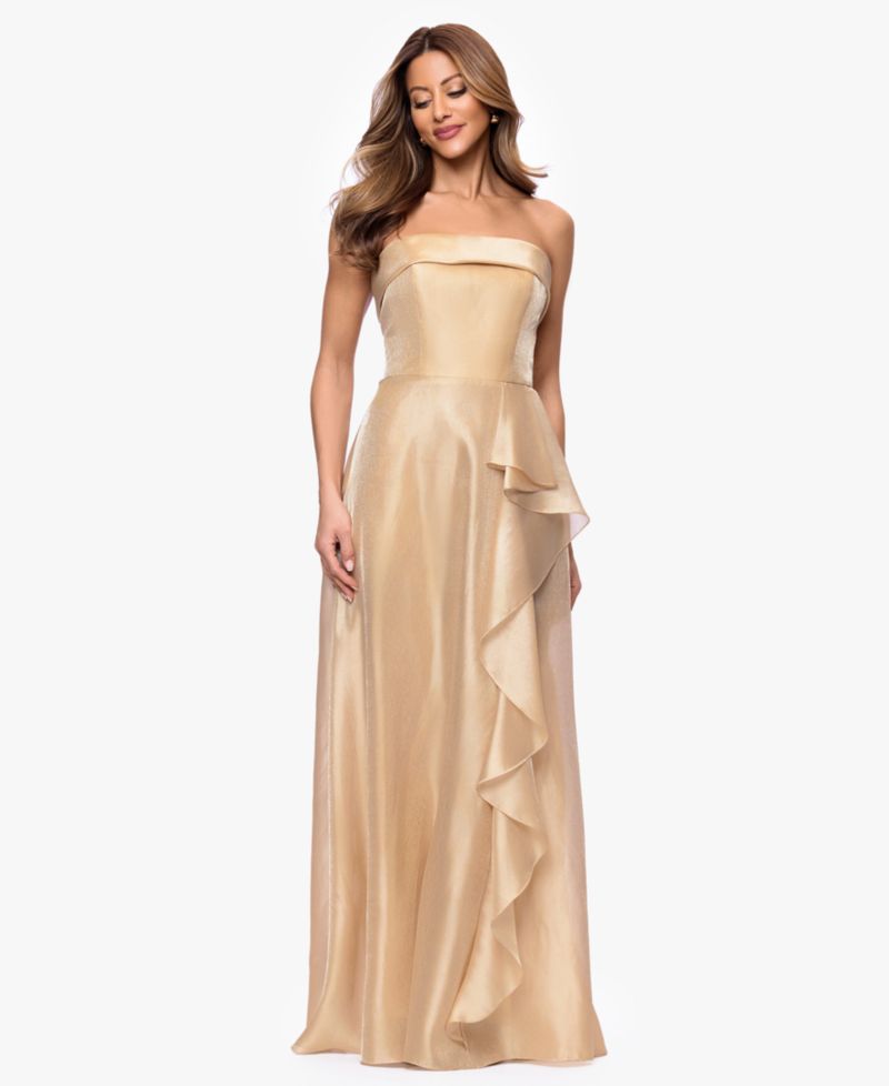 Petite Sleeveless A-Line Strapless Gown