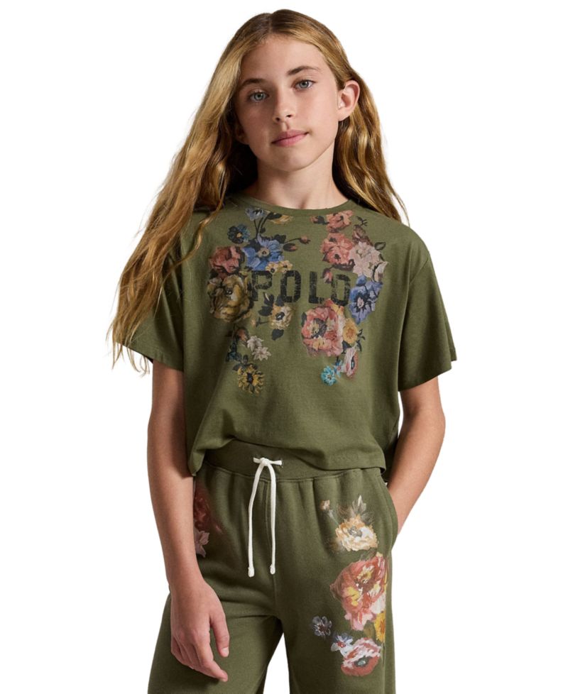 Girls' 7-16 Floral Cotton Jersey Boxy T-Shirt