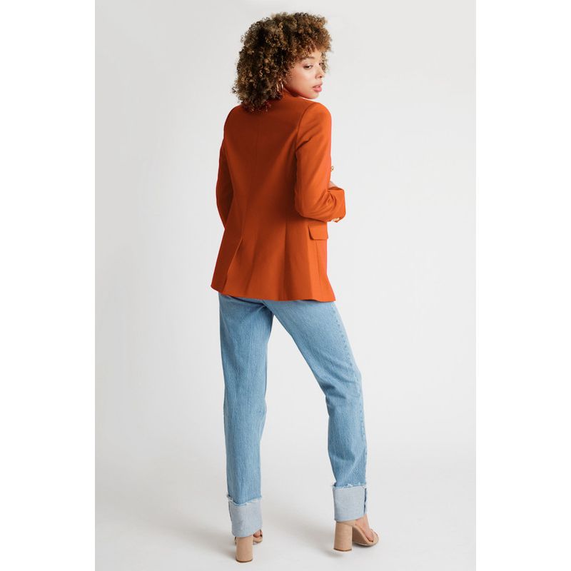 Women's Pauline Double Breasted Fitted Luxury Ponte Blazer with 5-Button Sleeves with Real Buttonholes and Optional Turn Up Cuff