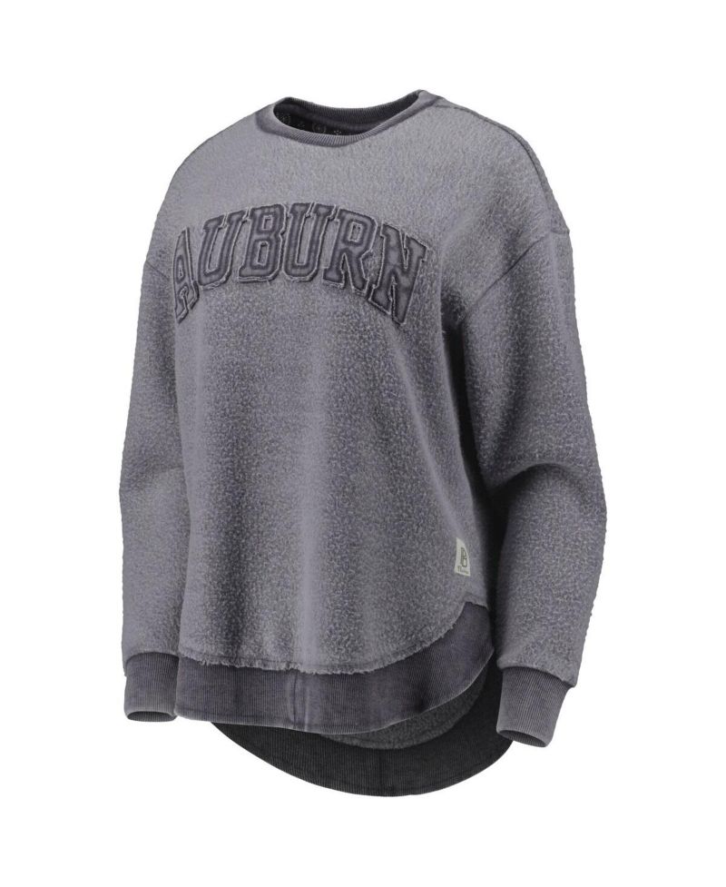 Women's Navy Distressed Auburn Tigers Ponchoville Pullover Sweatshirt