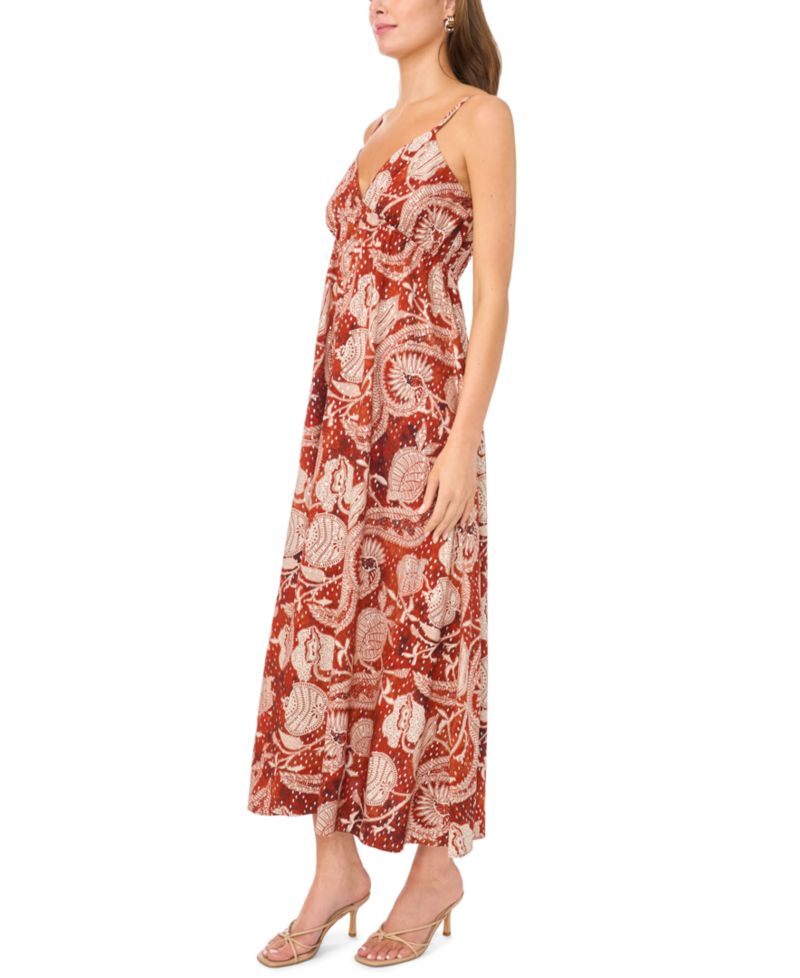 Women's Paisley Print Button-Front Maxi Dress