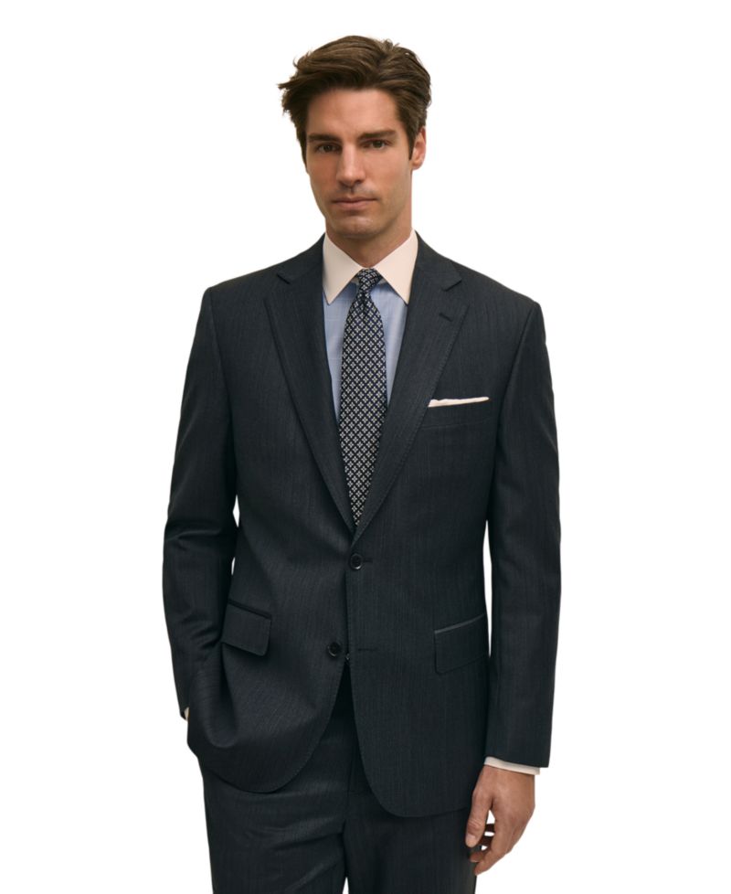 Brooks Brothers Men's Classic-Fit Stretch Pinstripe Wool Blend Suit Separates Jacket
