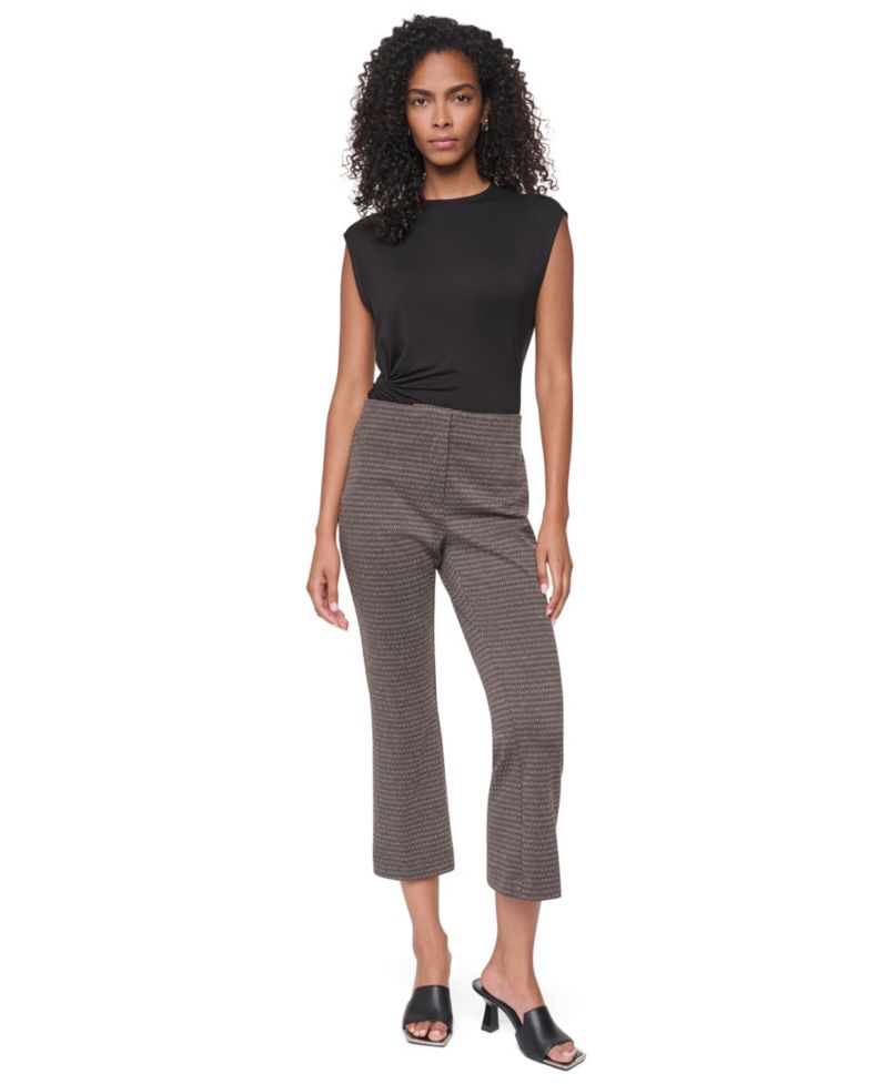 Petite Knit Diamond Jacquard Straight-Leg Pants