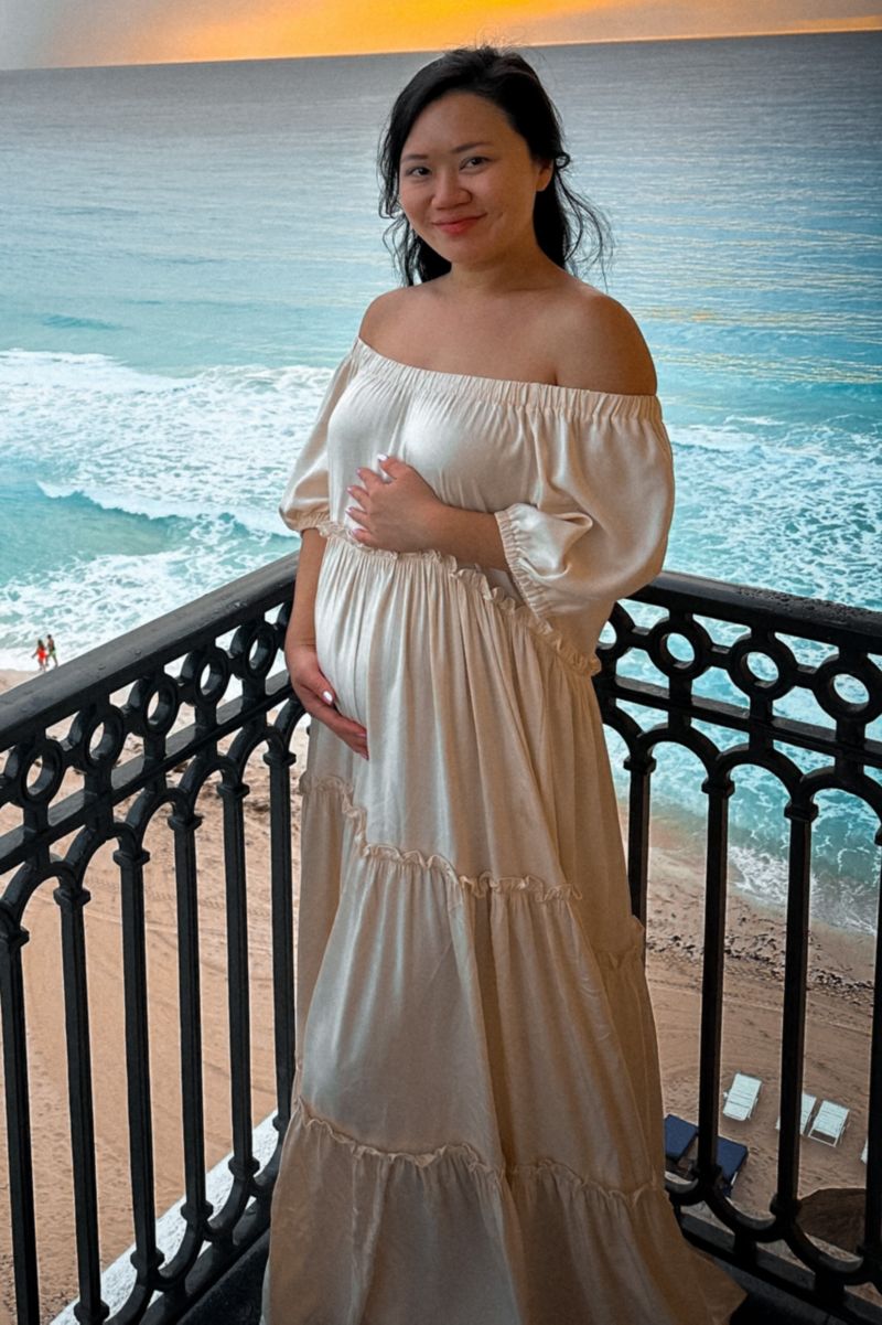 Women's Cream Off Shoulder Ruffle Tiered Maxi Dress