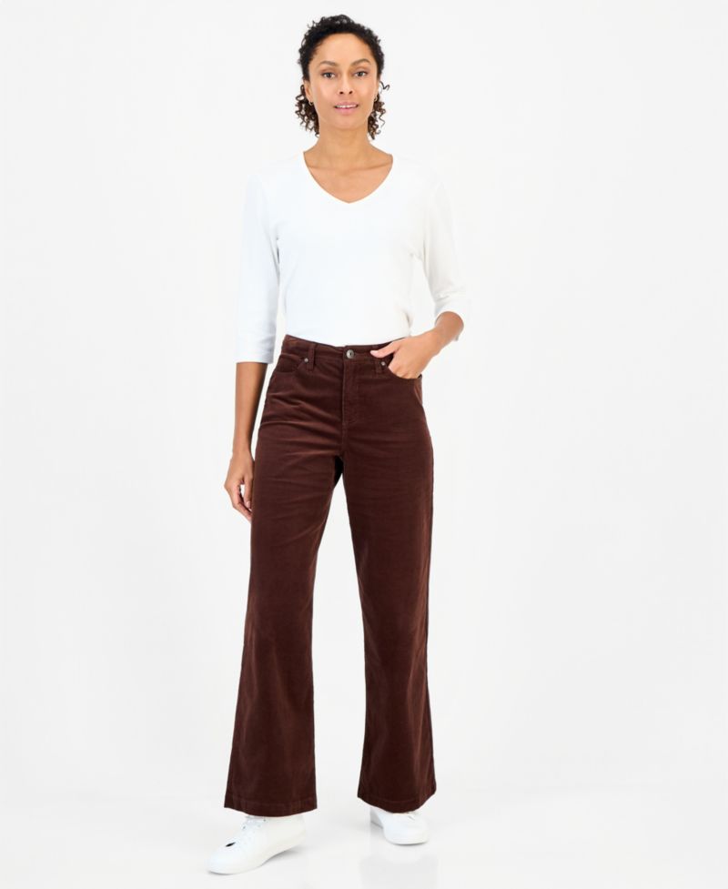 Women's High-Rise Corduroy Wide-Leg Pants