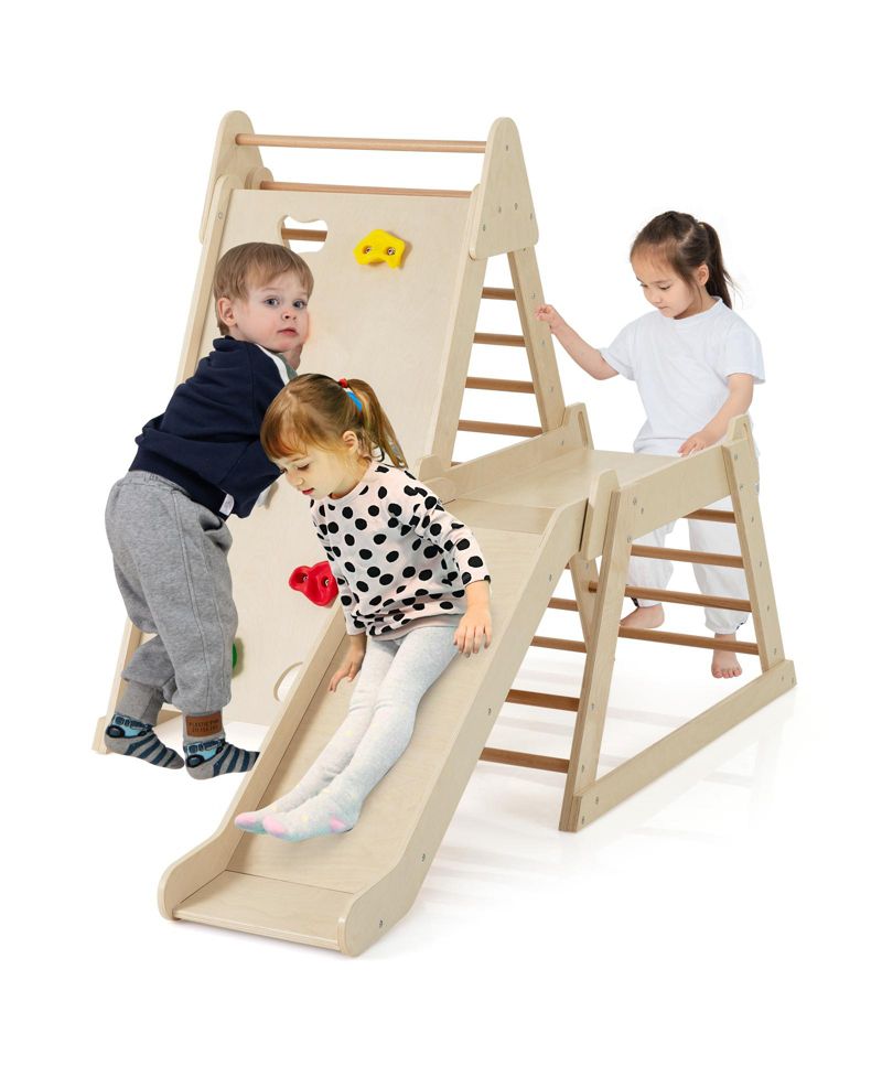 3-in-1 Indoor Jungle Gym with Extended Slide