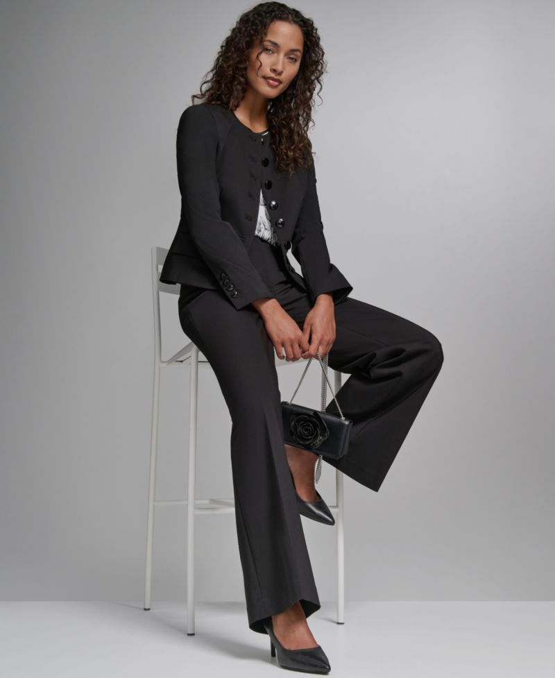 Women's Cotton-Blend Round Neck Cropped Jacket