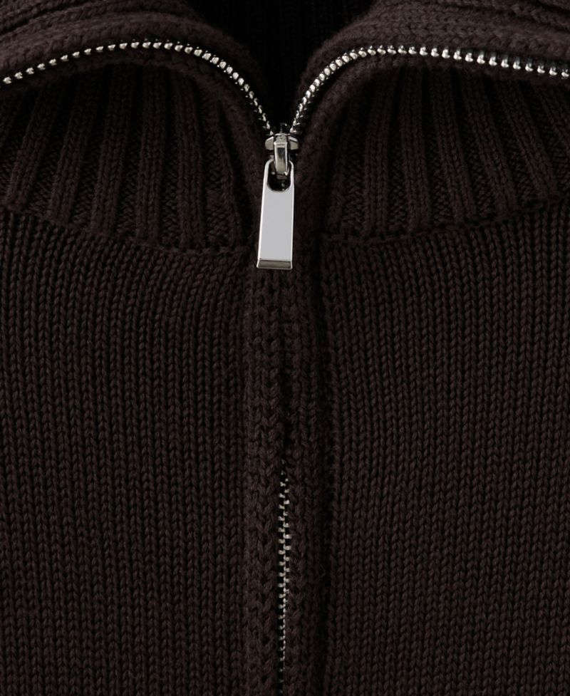 Women's Quarter-Zip Striped Cotton Sweater