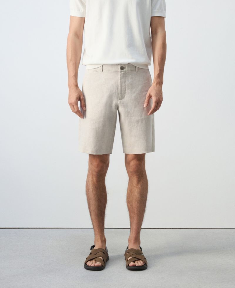 Men's Slim-Fit Linen 9.84" Bermuda Shorts