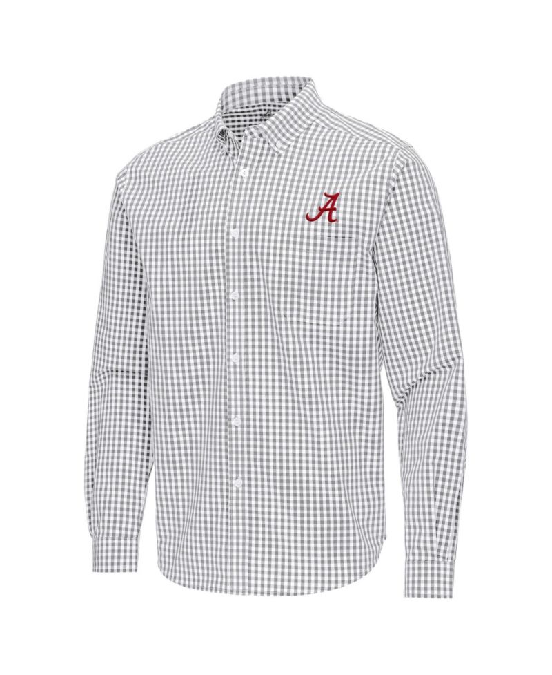 Men's Gray Alabama Crimson Tide Ellis Woven Tri-Blend Long Sleeve Button-Down Shirt