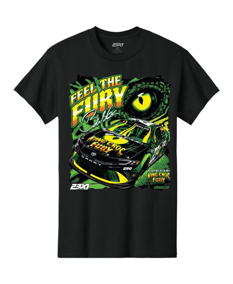 Мужская черная футболка Bubba Wallace Chumba Casino King Croc с автомобилем ярости от Bubba Wallace Chumba