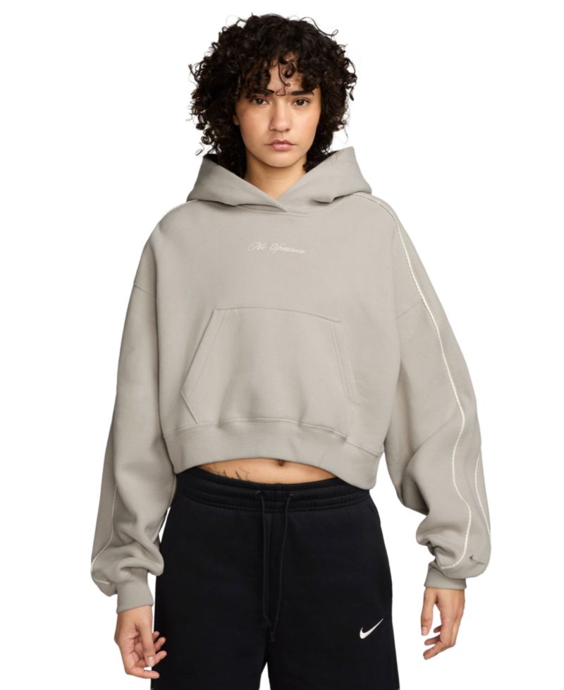 Women's Studio Fleece Oversized Scallop-Trim Hoodie
