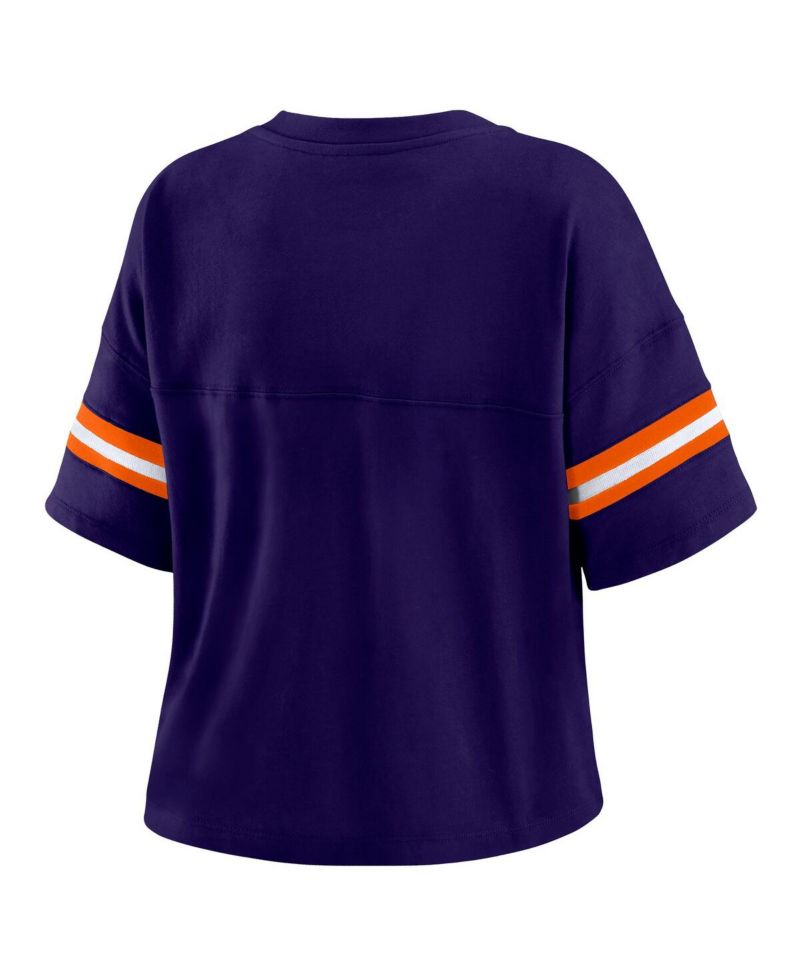 Women's Purple Phoenix Suns Plus Size Color Block Boxy V-Neck T-Shirt