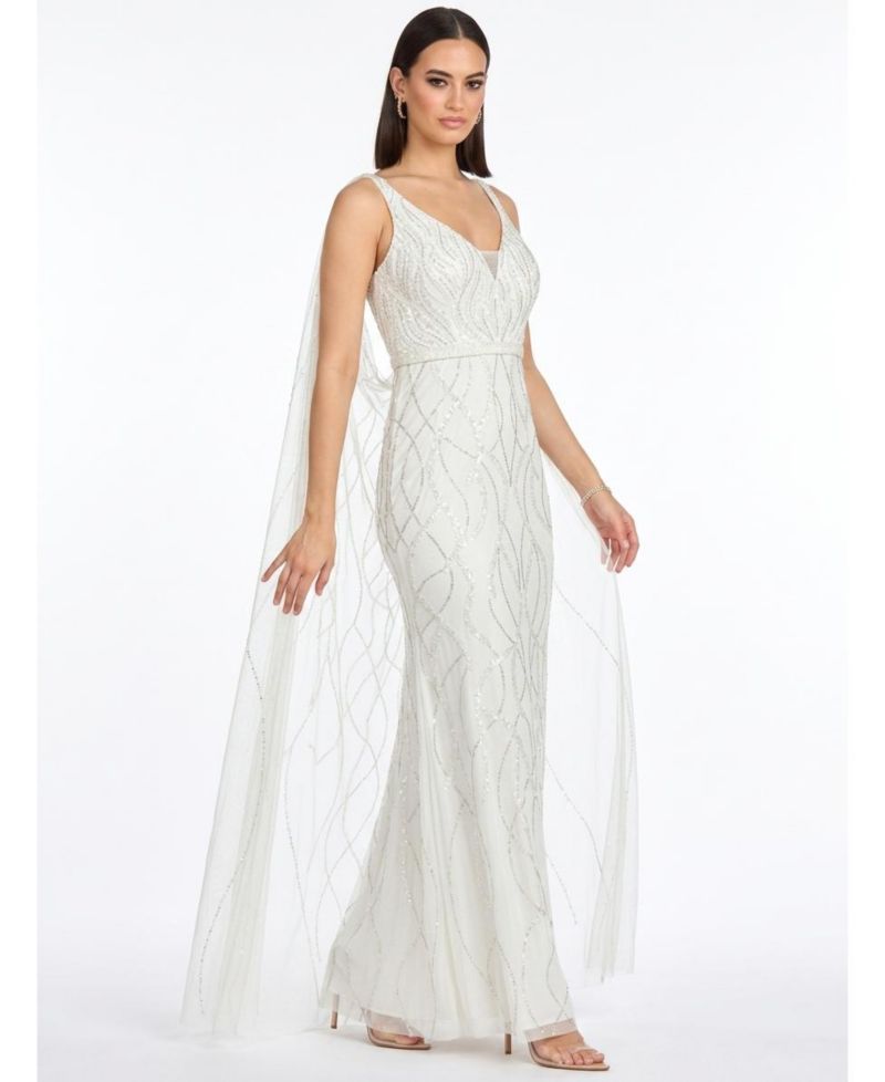 Women's Beaded Wedding Gown with Cape