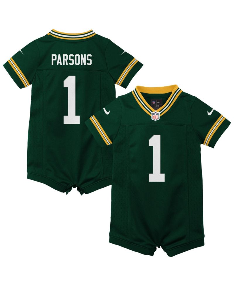 Baby Boys and Girls Micah Parsons Green Green Bay Packers Romper Game Jersey