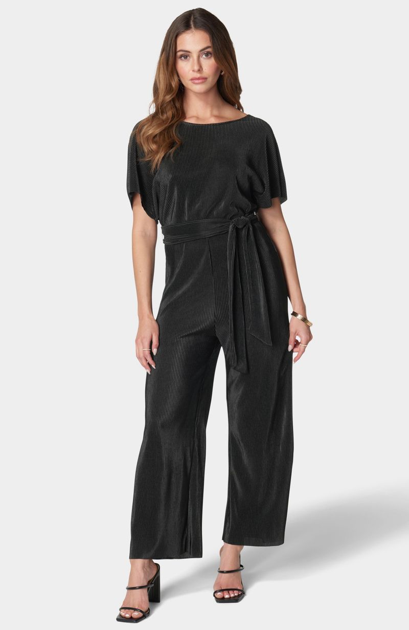 Women's Plisse Culotte Jumpsuit,Blue,XLarge