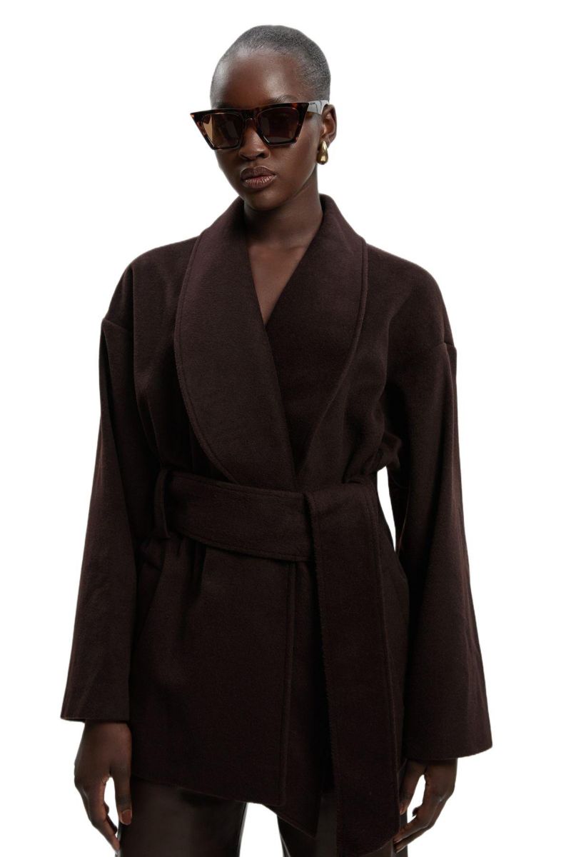 Women's Brushed Wool Wrap Short Coat