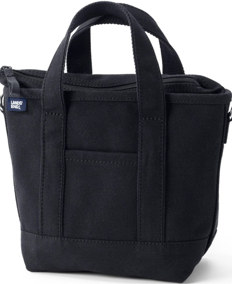 Small Solid Color 3 Pocket Zip Top Canvas Tote Bag
