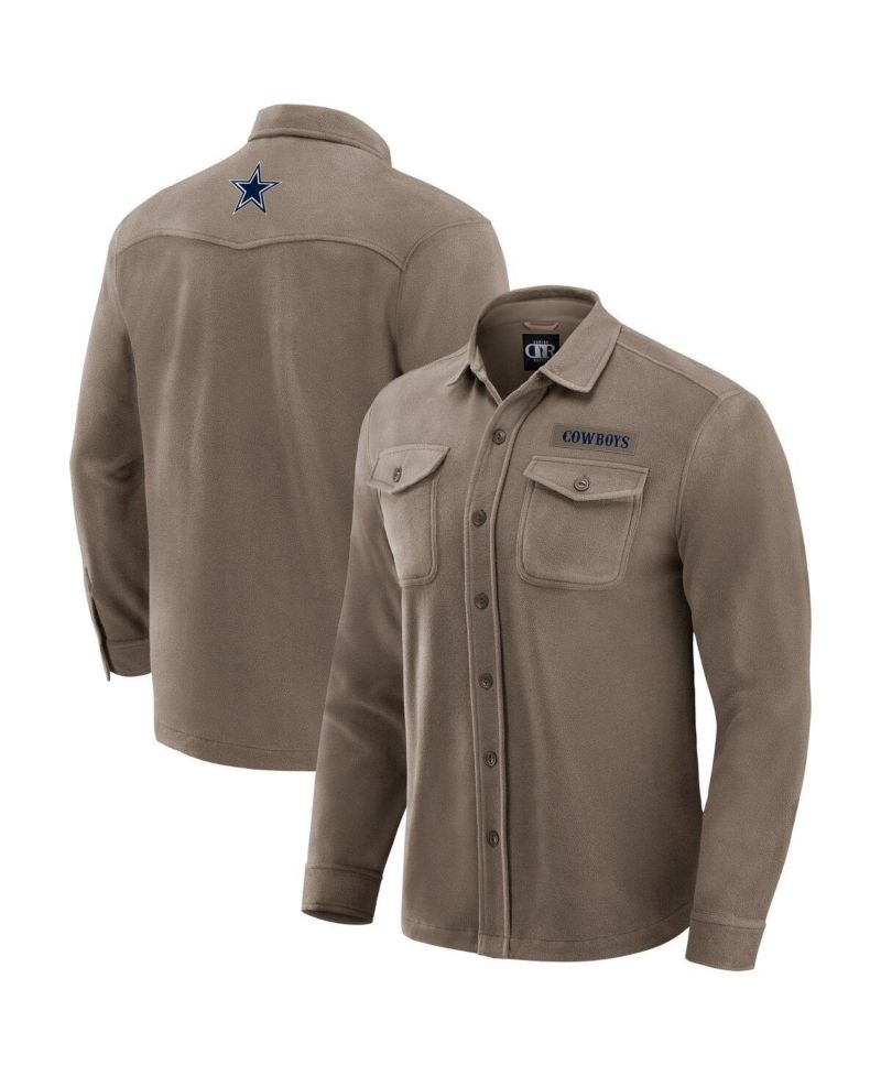 Darius Rucker Collection by Men's Tan Dallas Cowboys Polar Fleece Cozy Button-Up Shirt