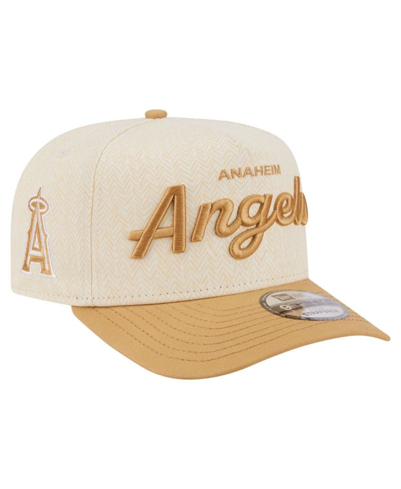 Men's Cream Los Angeles Angels Herringbone 9FIFTY A-Frame Snapback Hat