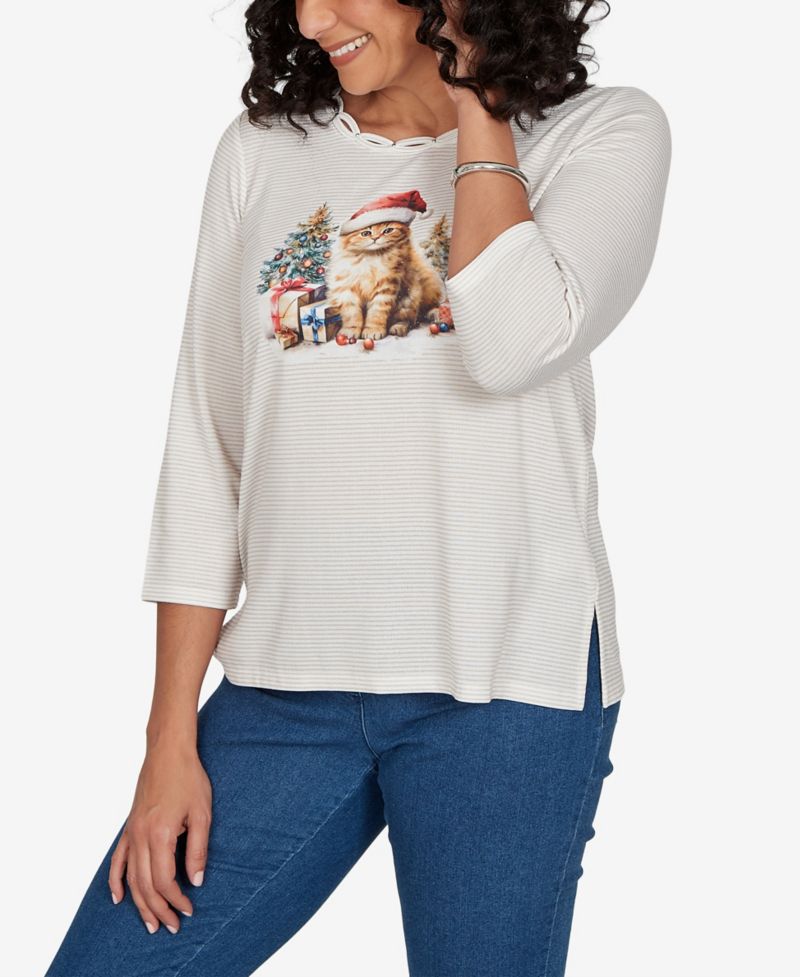 Women's Classic Santa Cat Knit Top